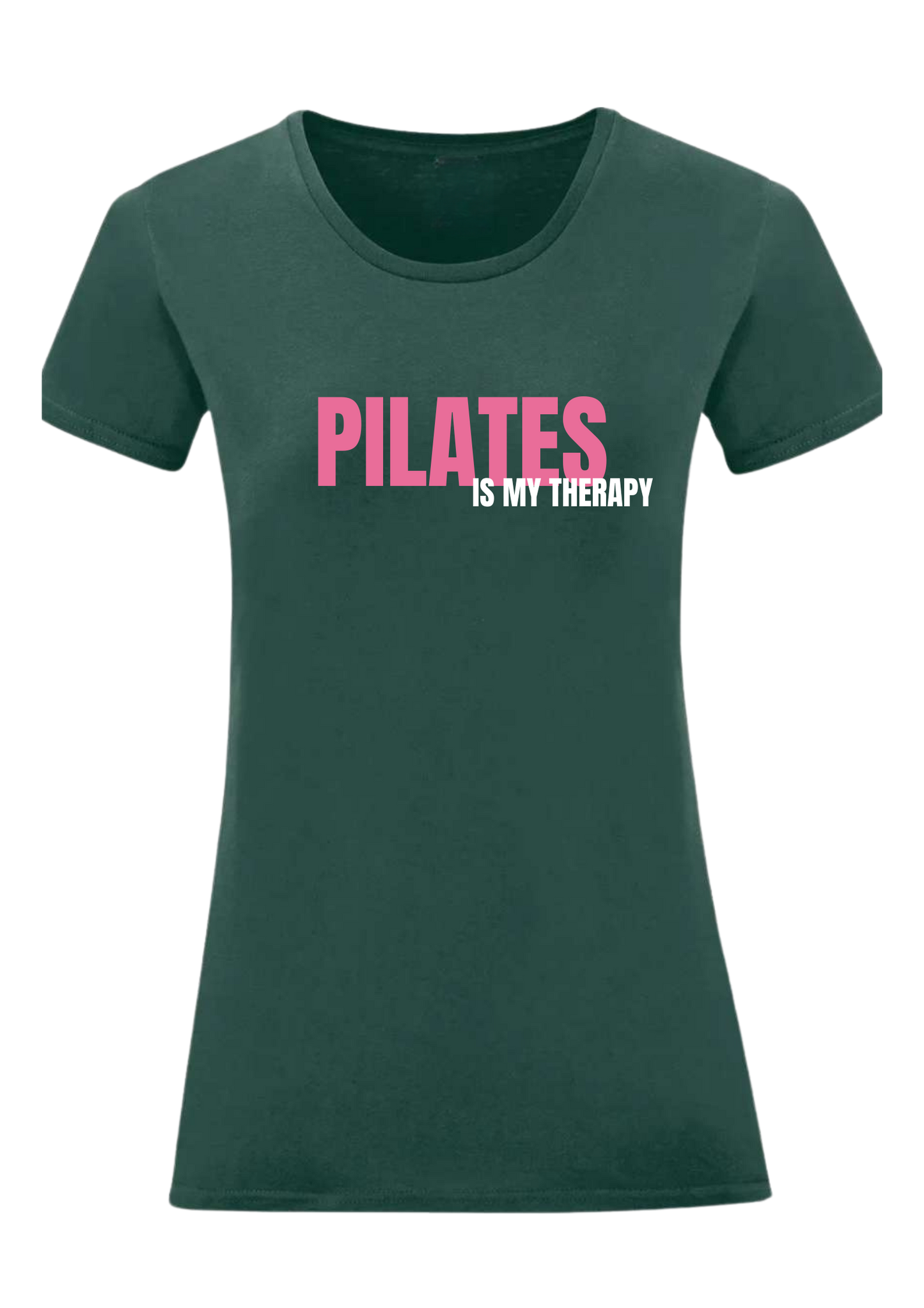 Tee-Shirt "Pilates is my therapy" Vert - Rose